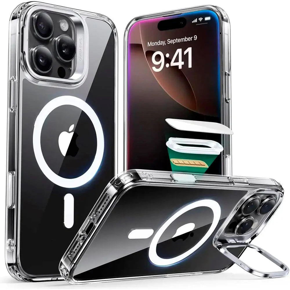 MagSafe Case for Apple iPhone 16 Pro Max, ESR, Classic Hybrid Kickstand Slide, Transparent