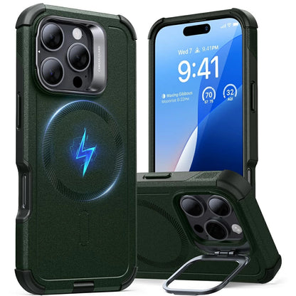 MagSafe Case for Apple iPhone 16 Pro Max, ESR, Cyber Armor Kickstand, Green
