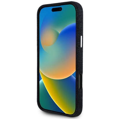 MagSafe ovitek za Apple iPhone 16 Pro Max, Guess, Denim Triangle Logo, Črna