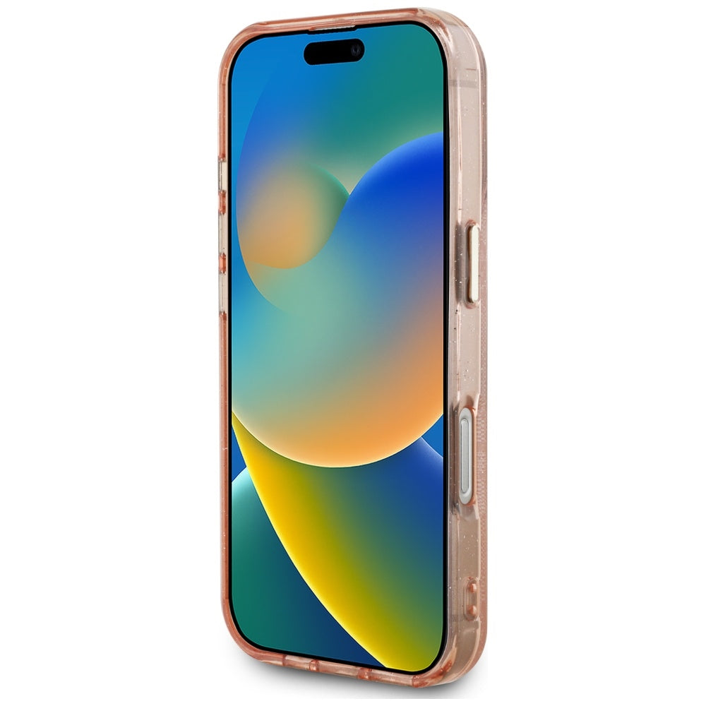 Ovitek MagSafe za Apple iPhone 16 Pro Max, Guess, IML Glitter 4G Circle Triangle, Roza