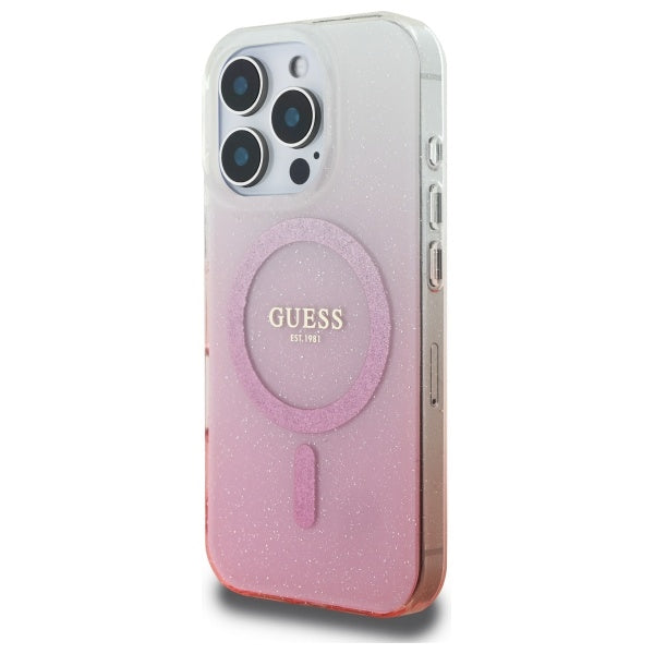 Ovitek MagSafe za Apple iPhone 16 Pro Max, Guess, IML Glitter Gradient, Roza
