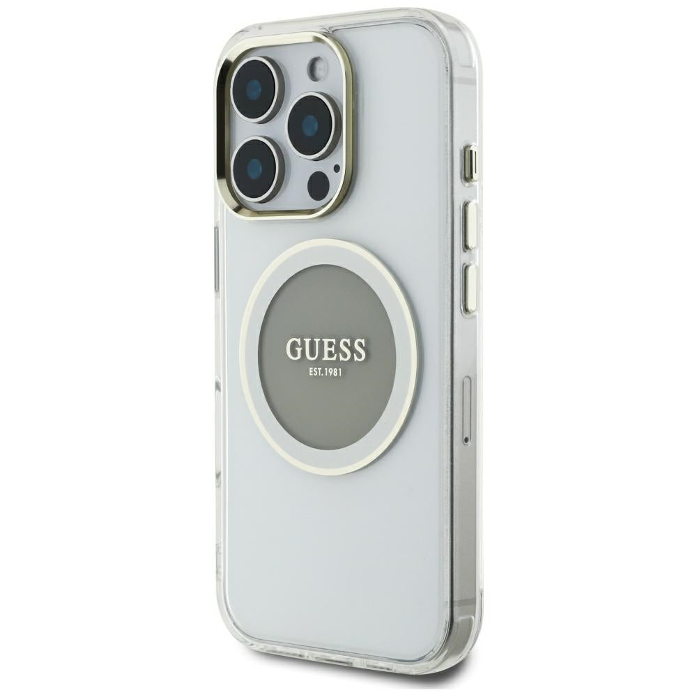 Ovitek MagSafe za Apple iPhone 16 Pro Max, Guess, IML Metal Colored Circle, Siv