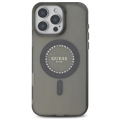 Ovitek MagSafe za Apple iPhone 16 Pro Max, Guess, IML Rhinestone, Črn