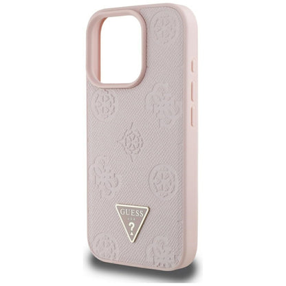 MagSafe ovitek za Apple iPhone 16 Pro Max, Guess, Peony Grained Hot Stamp Triangle, Roza