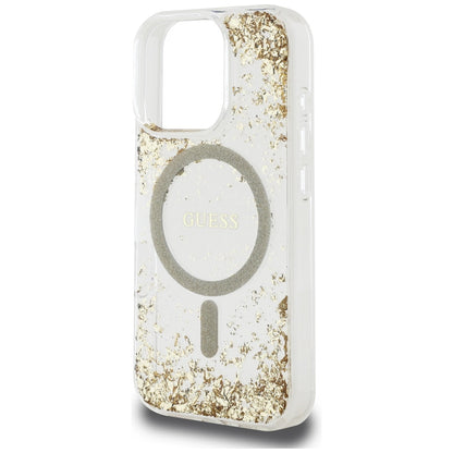 Ovitek MagSafe za Apple iPhone 16 Pro Max, Guess, Resin Bottom Glitter, Zlat