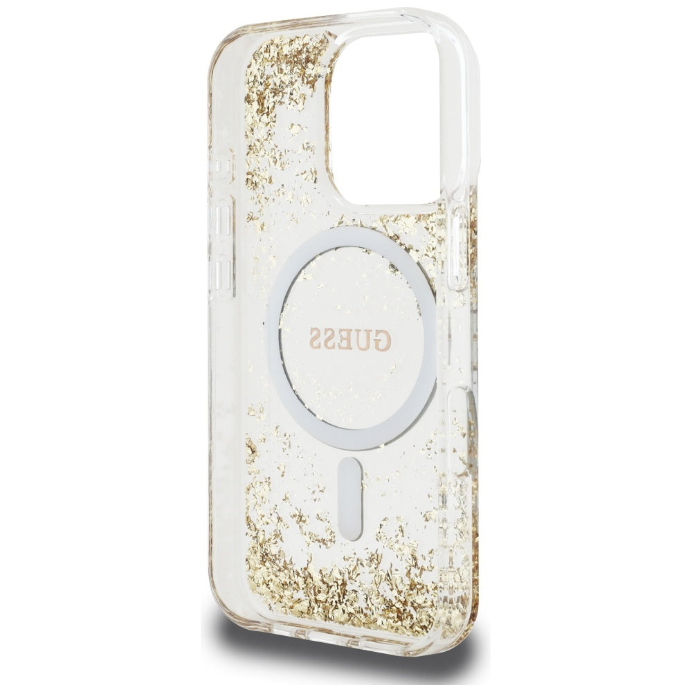 Ovitek MagSafe za Apple iPhone 16 Pro Max, Guess, Resin Bottom Glitter, Zlat
