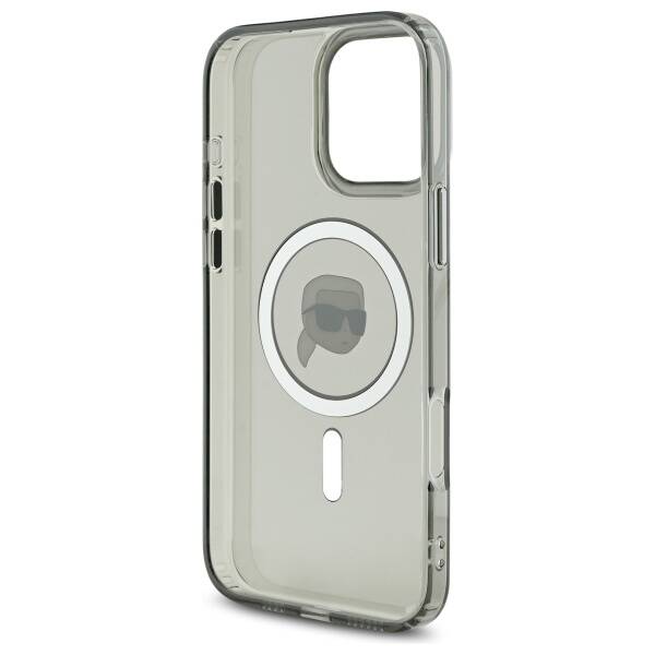 Ovitek MagSafe za Apple iPhone 16 Pro Max, Karl Lagerfeld, IML Metal Karl's Head, črn