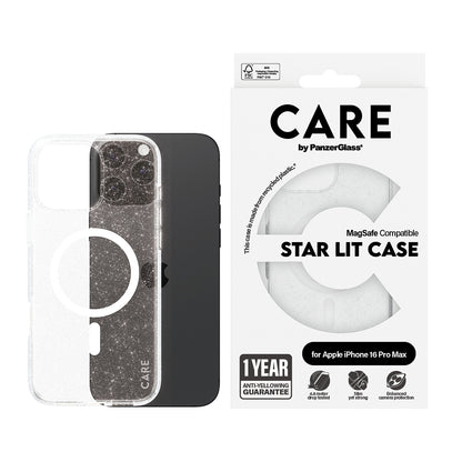 Ovitek MagSafe za Apple iPhone 16 Pro Max, PanzerGlass, Care Urban Combat Star Lit, Prosojna Bela
