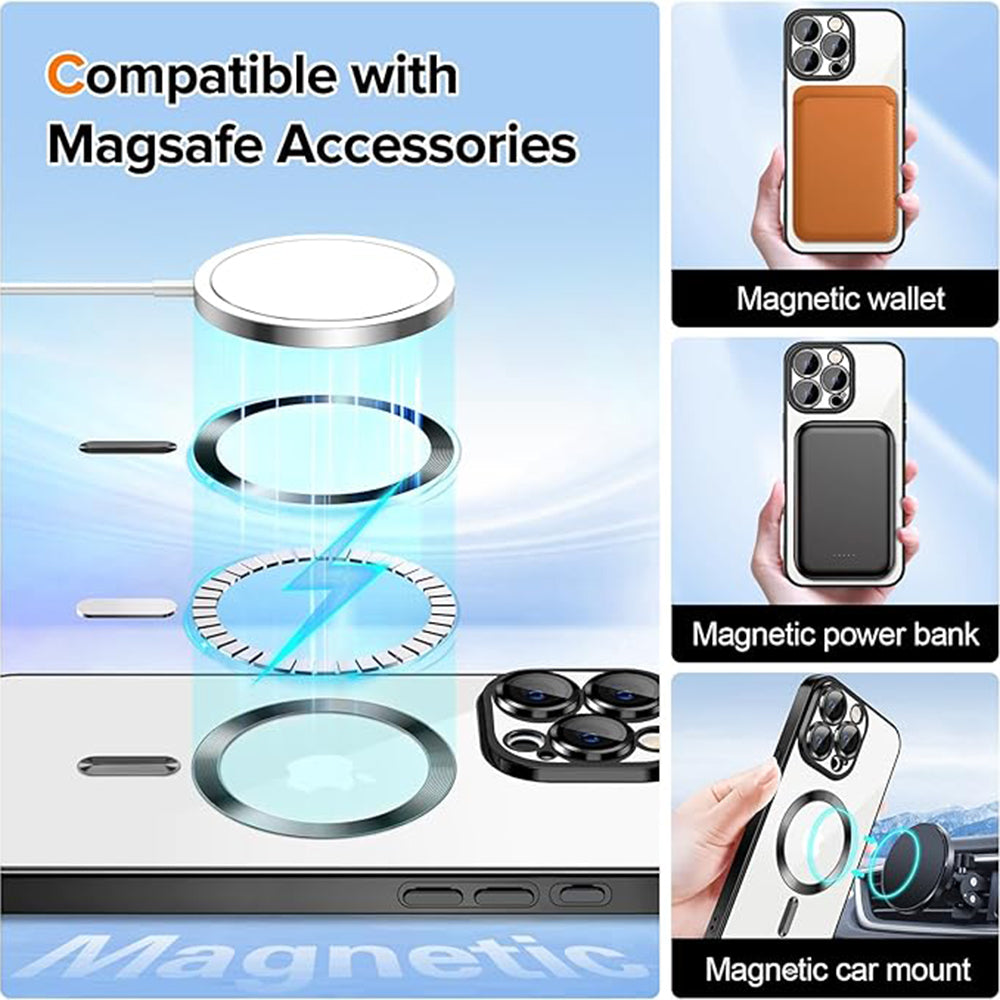 Ovitek MagSafe za Apple iPhone 16 Pro Max, Techsuit, Luxury Crystal, Črn