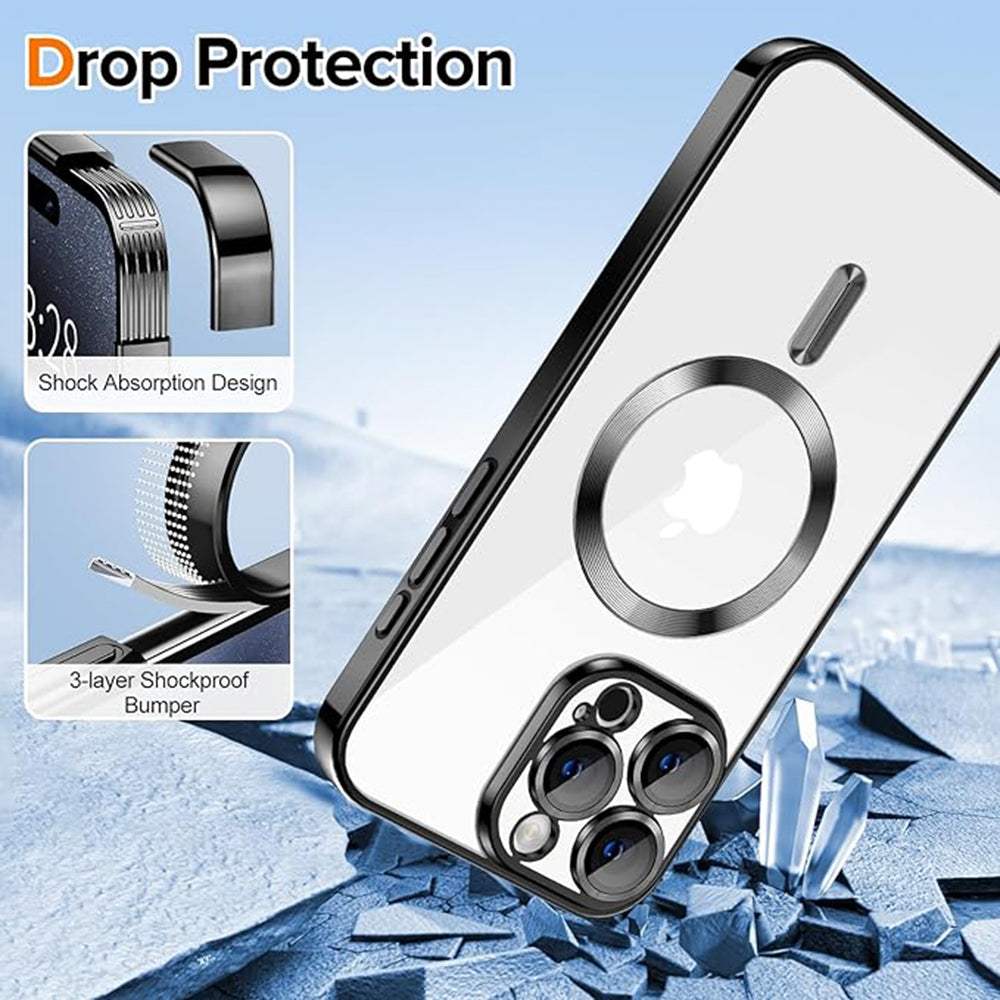 Ovitek MagSafe za Apple iPhone 16 Pro Max, Techsuit, Luxury Crystal, Črn