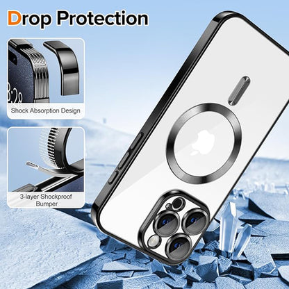 Ovitek MagSafe za Apple iPhone 16 Pro Max, Techsuit, Luxury Crystal, Črn