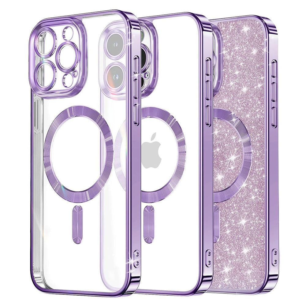 Ovitek MagSafe za Apple iPhone 16 Pro Max, Techsuit, Luxury Glitter, Svetlo vijoličen