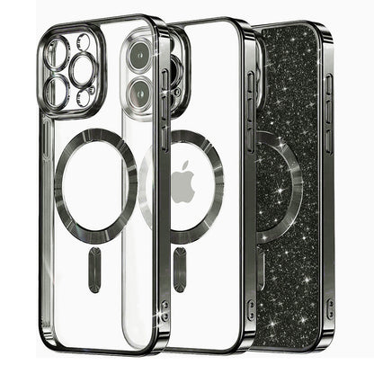MagSafe ovitek za Apple iPhone 16 Pro Max, Techsuit, Luxury Glitter, Črn
