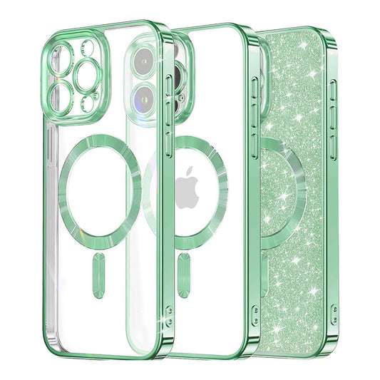 MagSafe ovitek za Apple iPhone 16 Pro Max, Techsuit, Luxury Glitter, Svetlo zelena