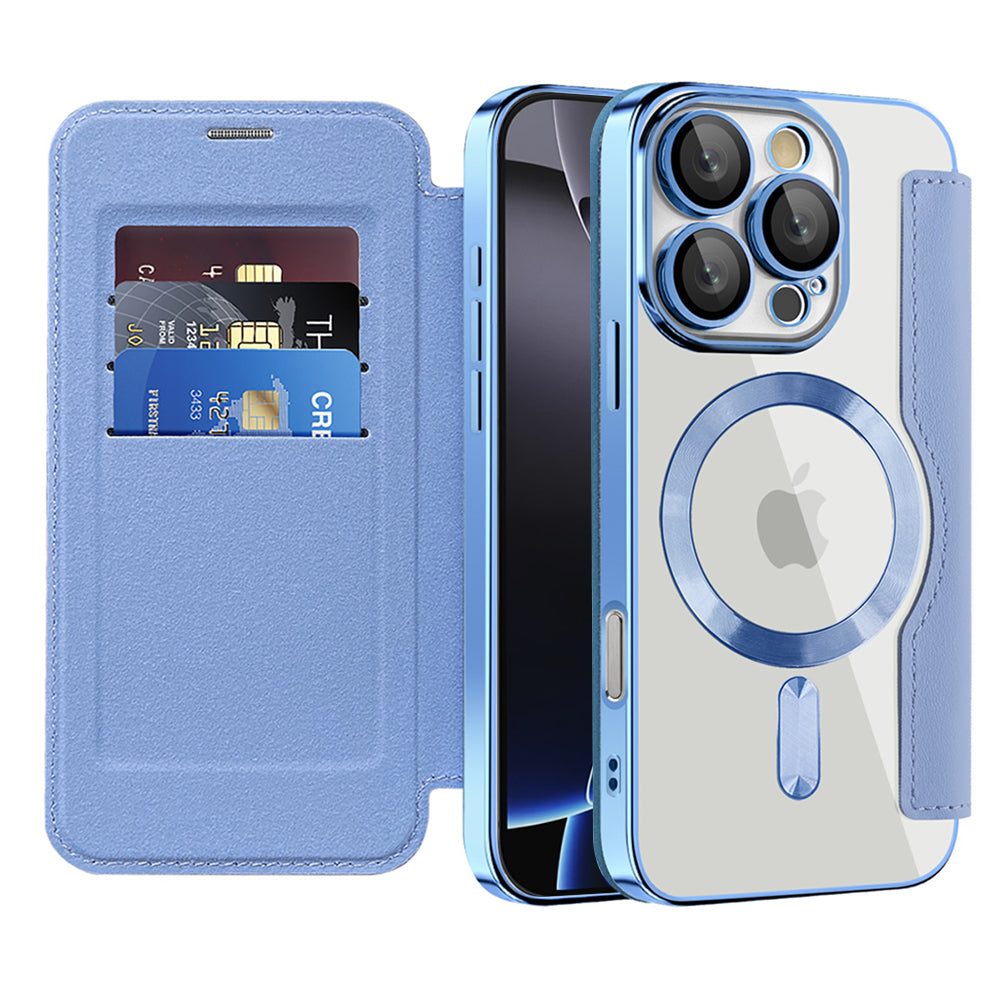 Ovitek MagSafe za Apple iPhone 16 Pro Max, Techsuit, SmartMag Book, modra