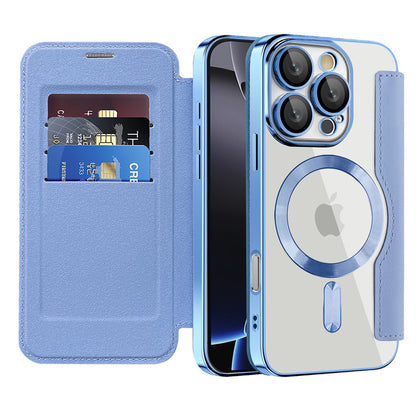Ovitek MagSafe za Apple iPhone 16 Pro Max, Techsuit, SmartMag Book, modra
