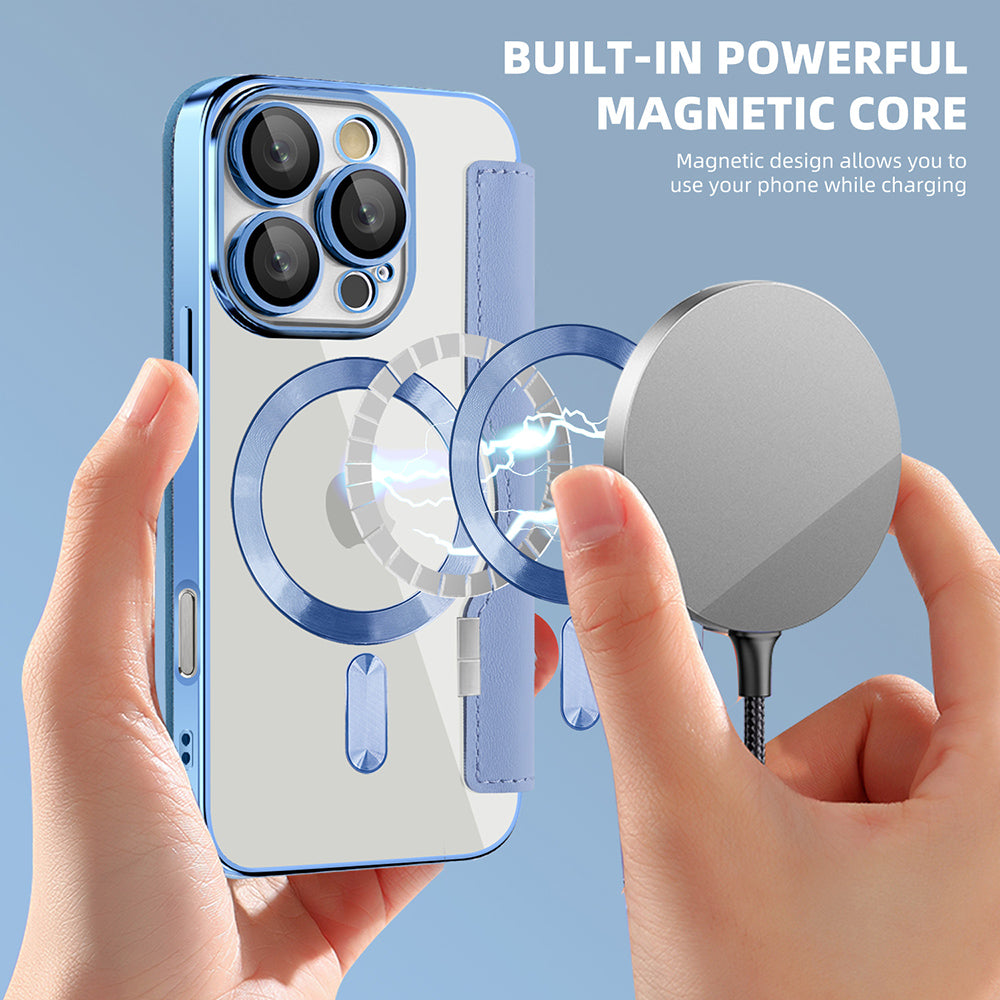 Ovitek MagSafe za Apple iPhone 16 Pro Max, Techsuit, SmartMag Book, modra