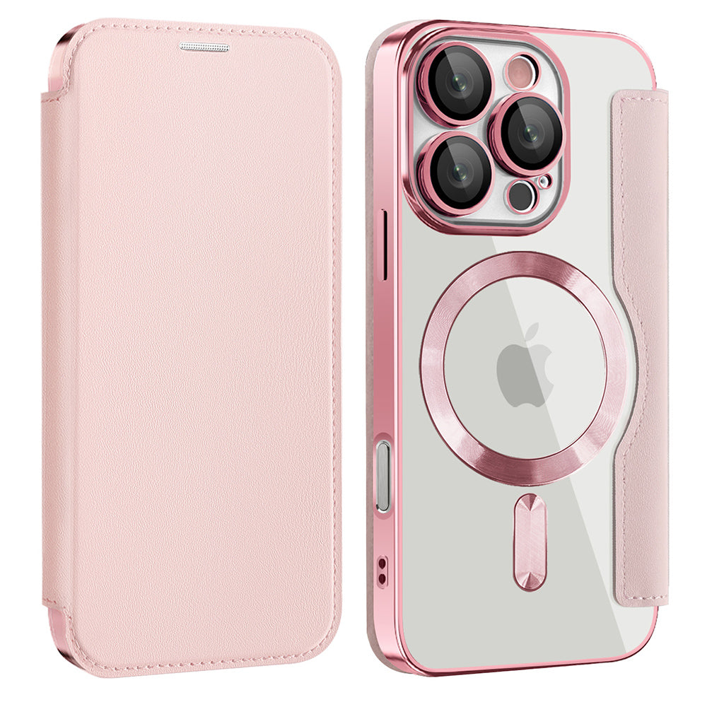 Ovitek MagSafe za Apple iPhone 16 Pro Max, Techsuit, SmartMag Book, roza