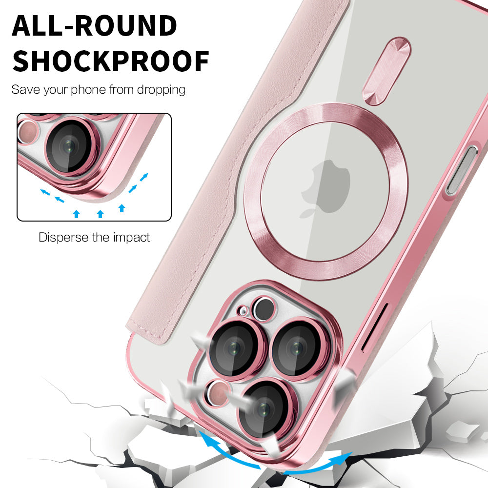 Ovitek MagSafe za Apple iPhone 16 Pro Max, Techsuit, SmartMag Book, roza