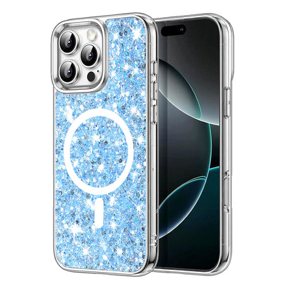 MagSafe Case for Apple iPhone 16 Pro Max, Techsuit, Sparkly Glitter, Blue