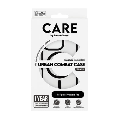 Ovitek MagSafe za Apple iPhone 16 Pro, PanzerGlass, Care Urban Combat, Prozorno Črn