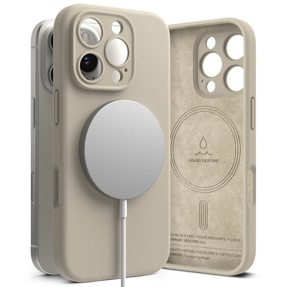 Ovitek MagSafe za Apple iPhone 16 Pro, Ringke, silikon, krem
