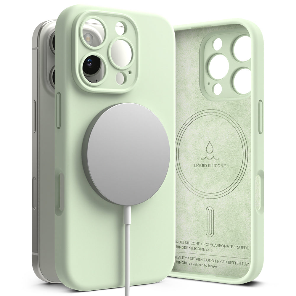 MagSafe Case for Apple iPhone 16 Pro, Ringke, Silicone, Light Green