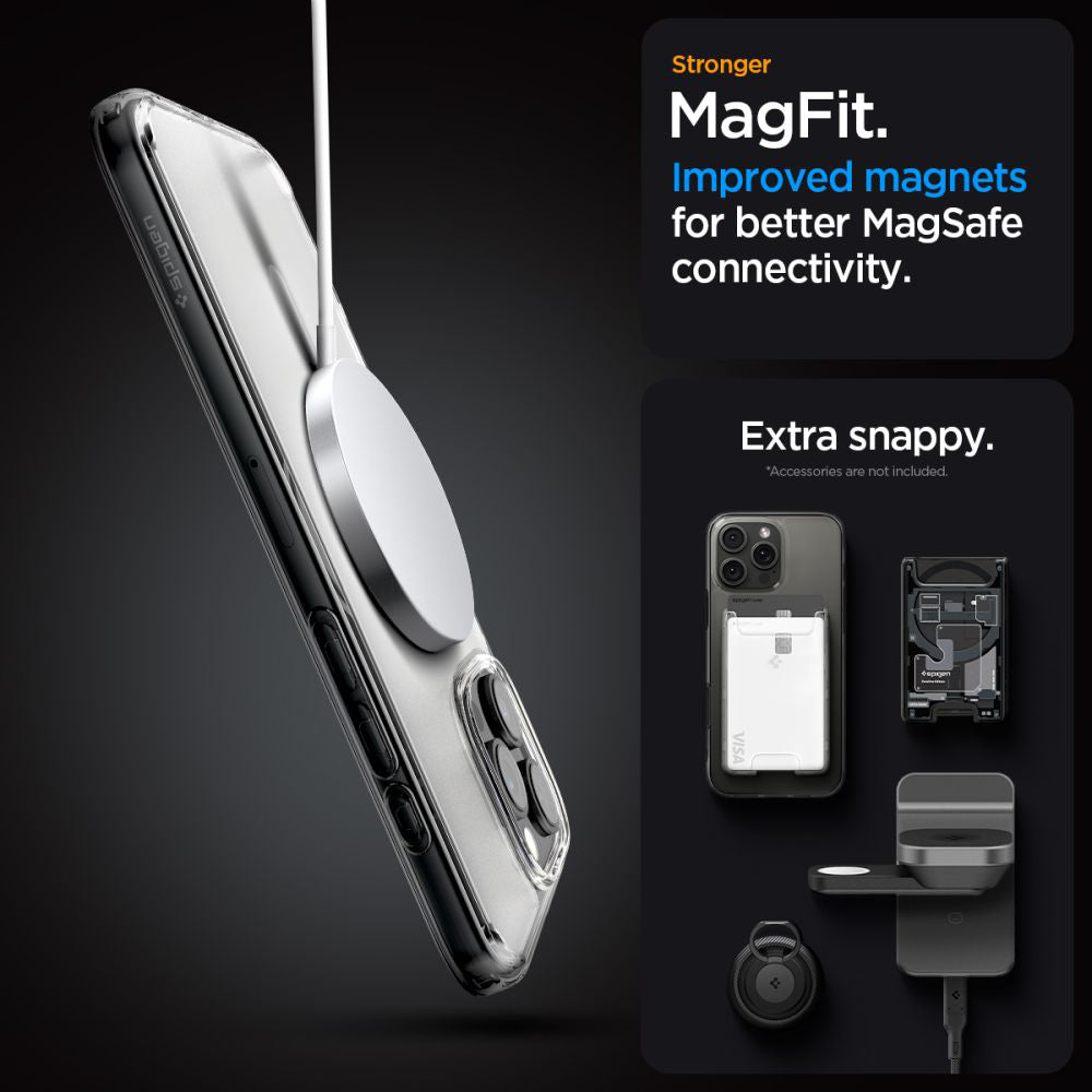 Ovitek MagSafe za Apple iPhone 16 Pro, Spigen, Ultra Hybrid, Satinasto prozoren ACS08133