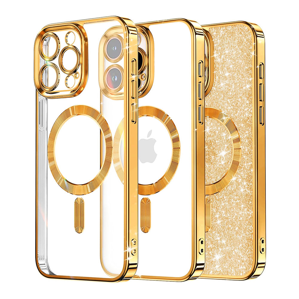 MagSafe ovitek za Apple iPhone 16 Pro, Techsuit, Luxury Glitter, Zlata