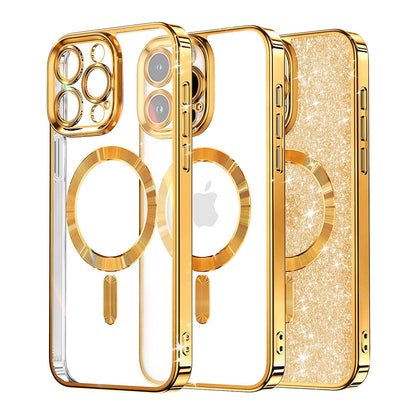 MagSafe ovitek za Apple iPhone 16 Pro, Techsuit, Luxury Glitter, Zlata