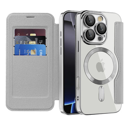 Ovitek MagSafe za Apple iPhone 16 Pro, Techsuit, SmartMag Book, Siva