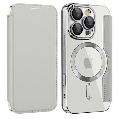 Ovitek MagSafe za Apple iPhone 16 Pro, Techsuit, SmartMag Book, Siva