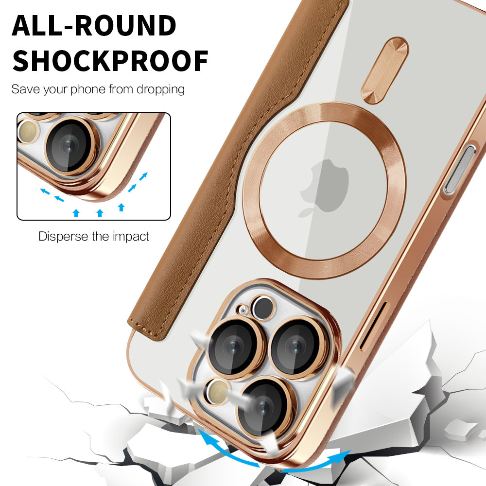 Ovitek MagSafe za Apple iPhone 16 Pro, Techsuit, SmartMag Book, rjav