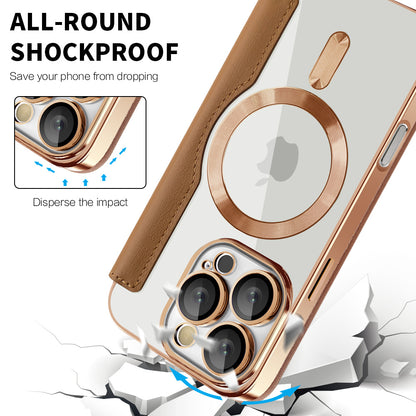 Ovitek MagSafe za Apple iPhone 16 Pro, Techsuit, SmartMag Book, rjav