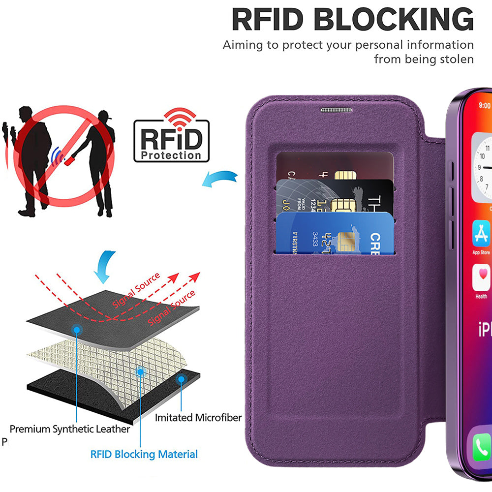 MagSafe Case for Apple iPhone 16 Pro, Techsuit, SmartMag Book, Purple