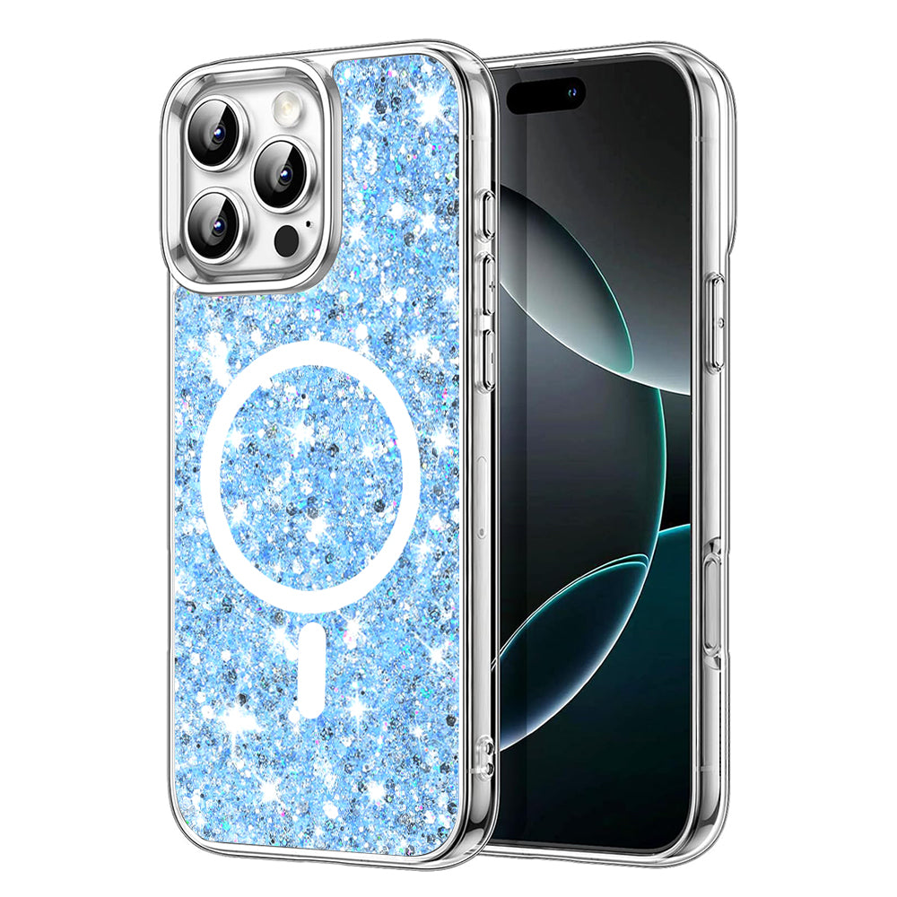MagSafe ovitek za Apple iPhone 16 Pro, Techsuit, bleščeči bleščice, modra