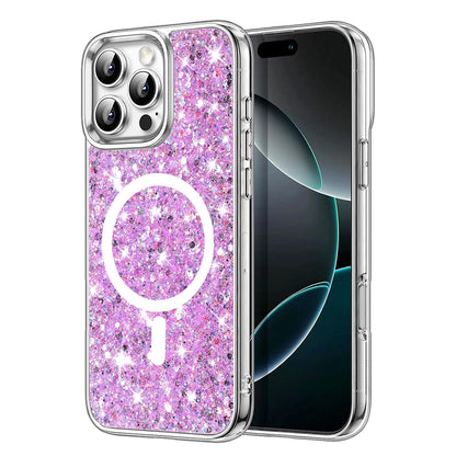 MagSafe ovitek za Apple iPhone 16 Pro, Techsuit, bleščeči bleščice, magenta
