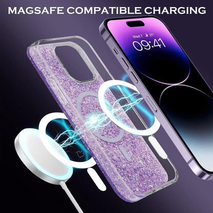 MagSafe ovitek za Apple iPhone 16 Pro, Techsuit, bleščeči bleščice, magenta