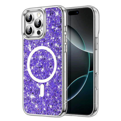 MagSafe ovitek za Apple iPhone 16 Pro, Techsuit, bleščeči bleščice, vijolična