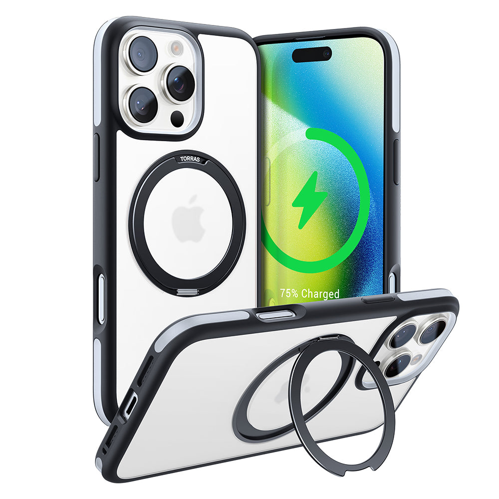 MagSafe Case for Apple iPhone 16 Pro, Torras, Ostand R Fusion, Black