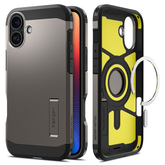 Ovitek MagSafe za Apple iPhone 16, Spigen, Tough Armor, Siv