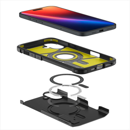 Ovitek MagSafe za Apple iPhone 16, Spigen, Tough Armor, Črn ACS08216