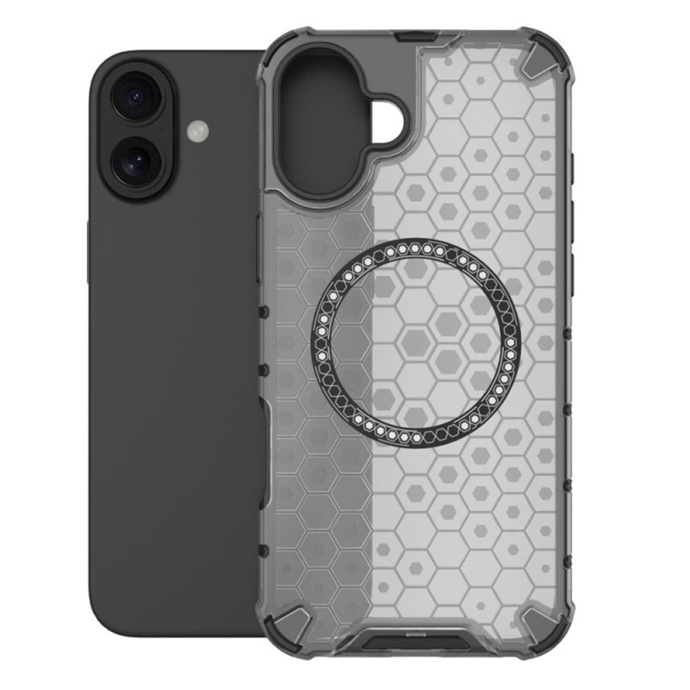 MagSafe ovitek za Apple iPhone 16, Techsuit, HoneyComb Shield, Črn