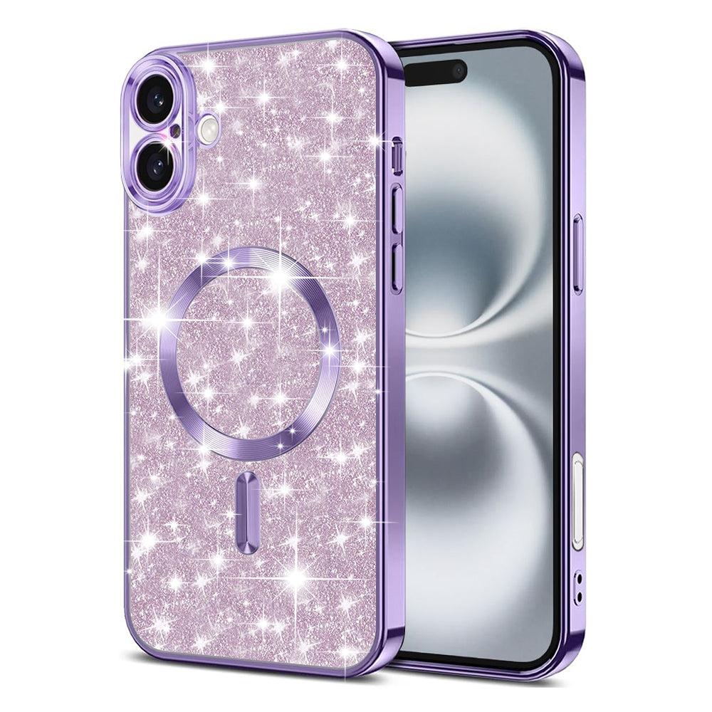 Ovitek MagSafe za Apple iPhone 16, Techsuit, Luxury Glitter, Svetlo vijolična