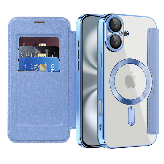Ovitek MagSafe za Apple iPhone 16, Techsuit, SmartMag Book, modra