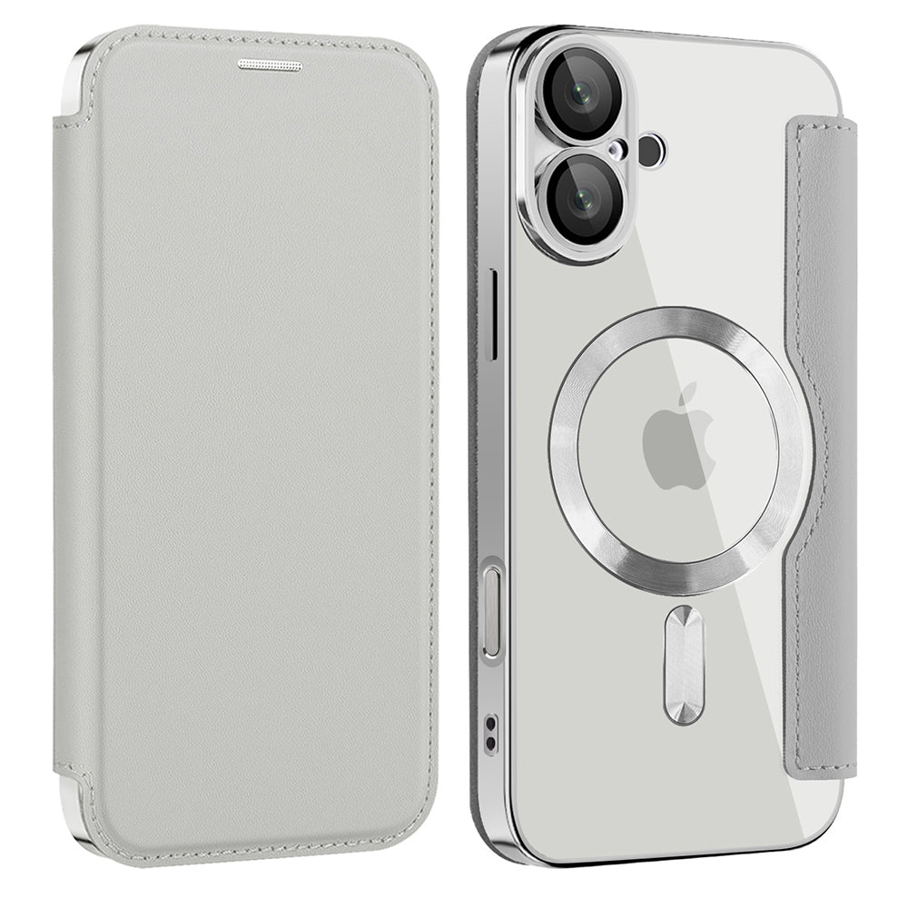 Ovitek MagSafe za Apple iPhone 16, Techsuit, SmartMag Book, Siva
