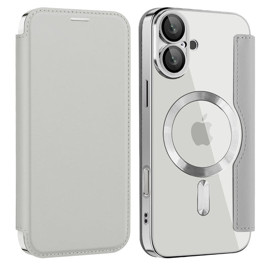 Ovitek MagSafe za Apple iPhone 16, Techsuit, SmartMag Book, Siva