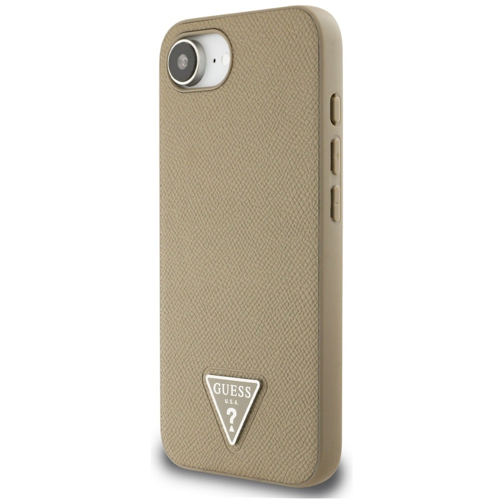 Ovitek MagSafe za Apple iPhone 16e, Guess, Grained Triangle Logo, Rjava