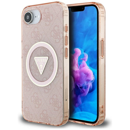 Ovitek MagSafe za Apple iPhone 16e, Guess, IML Glitter 4G Circle Triangle, Roza