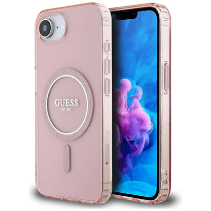 Ovitek MagSafe za Apple iPhone 16e, Guess, IML Glitter Circle, Roza